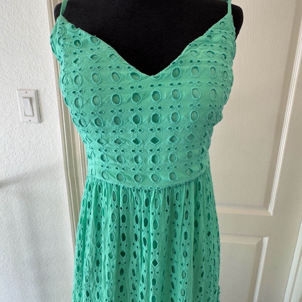 🦄 Lilly Pulitzer Size 6 Melody Maxi Dress Gustavia Green Eyelet - Picture 3 of 5